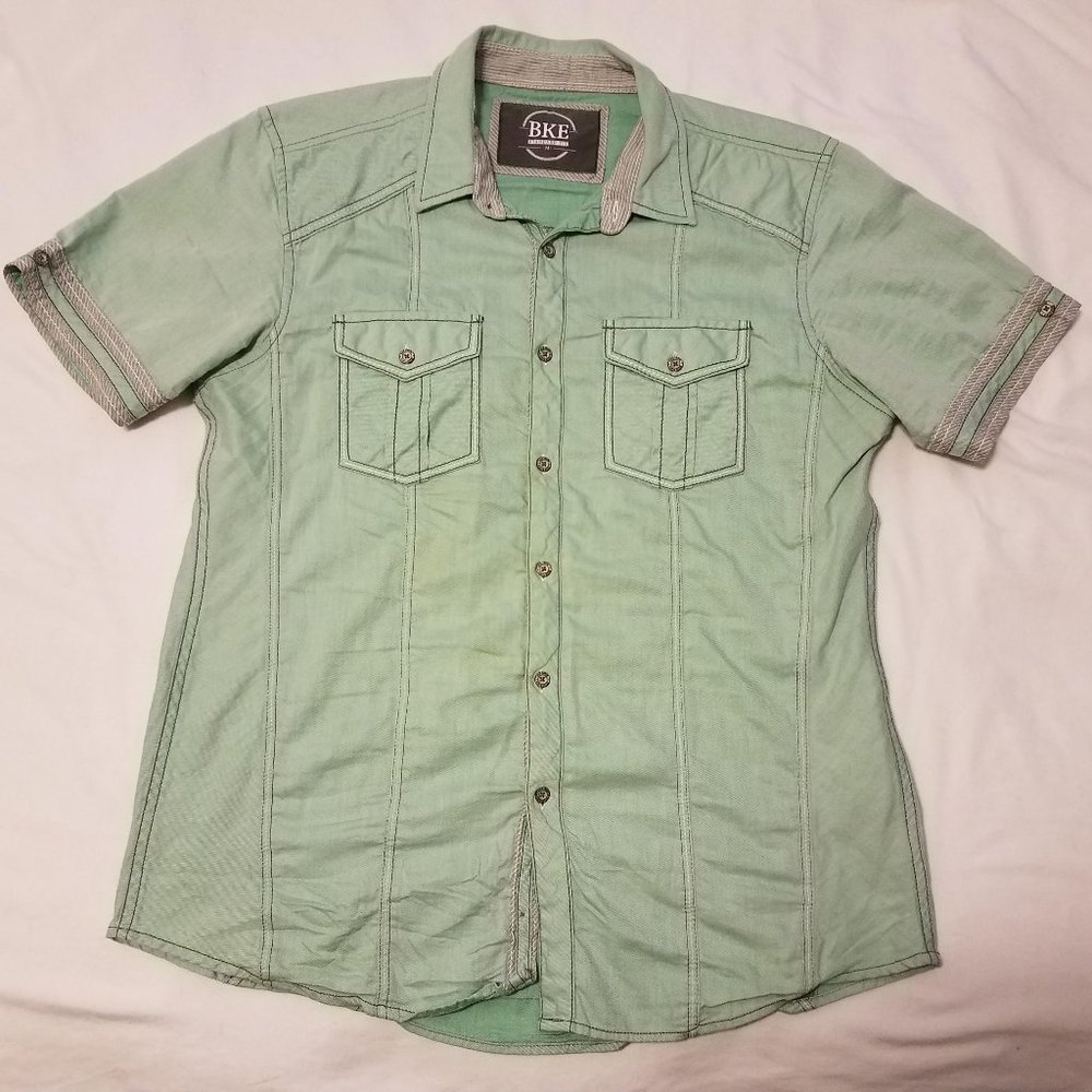 BKE Denim light green button down shirt